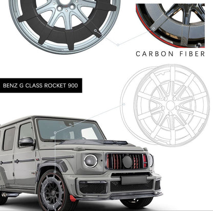 Wheels from forged aluminum and carbon G900 (R24, 4 pcs.) for Mercedes G class W463 1990-2018 - image 13