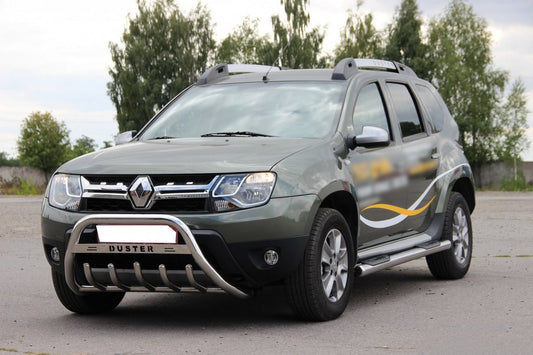 Bull Bar with Inscription WT004 (Stainless Steel) for Dacia Duster 2008-2018 - image 1