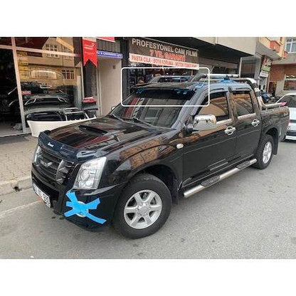 Windshield visor on V1 frame (black gloss, 5mm) for Isuzu D-Max 2011-2019 - Reelken Auto