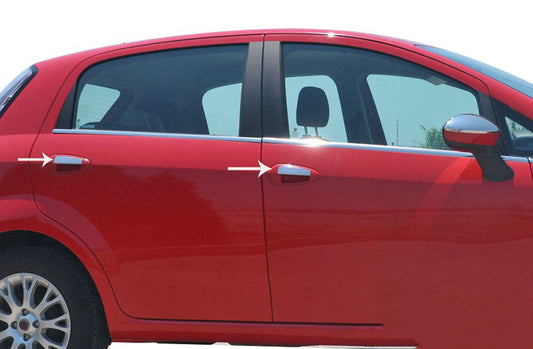 Chrome Door Handle Covers (4-door, Stainless Steel) for Fiat Punto Grande/EVO 2006-2018 - image 1