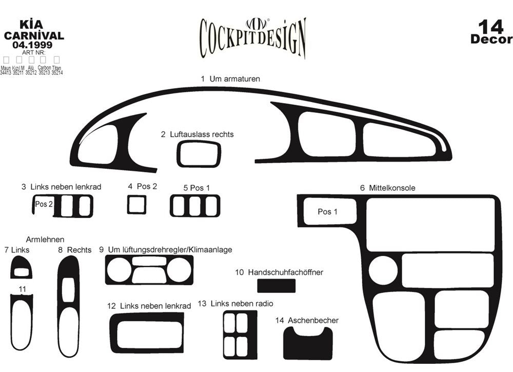 Dashboard Trim Covers for Kia Carnival 2002-2013 - image 3