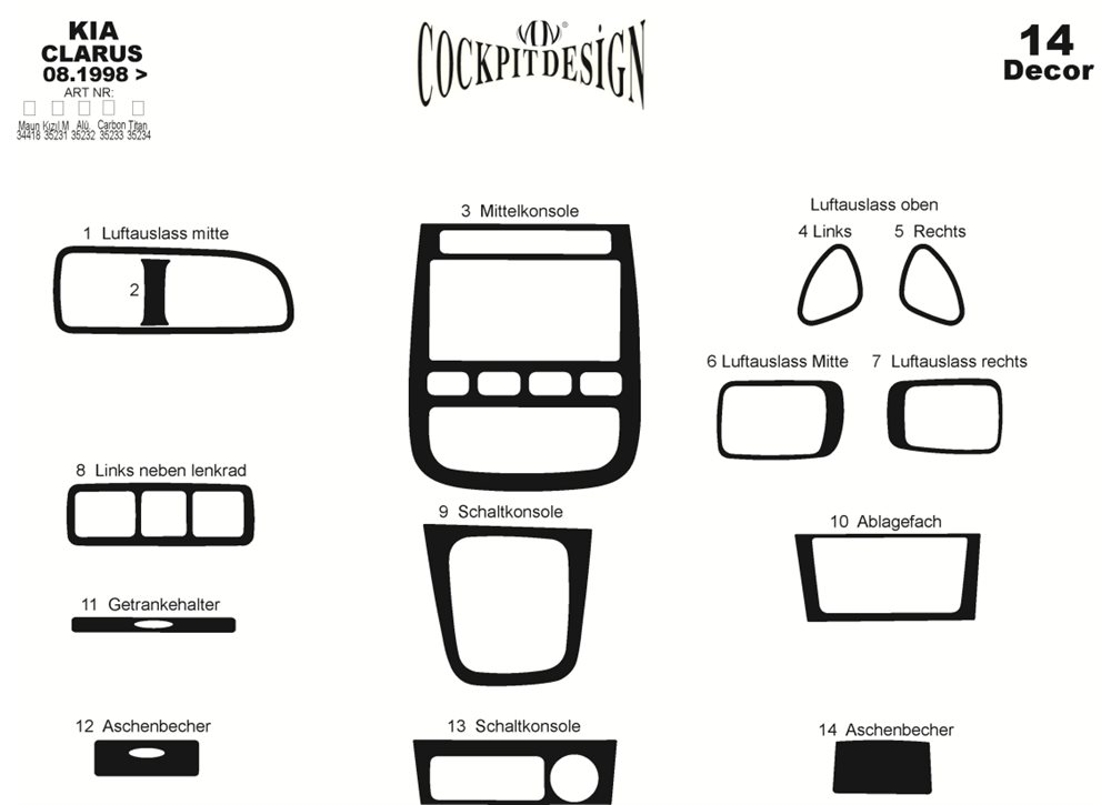 Dashboard Trim Covers for Kia Clarus 1996-2001 - image 1