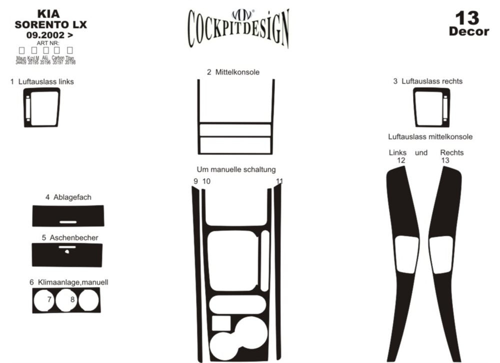 Dashboard Trim Kit Version 1 (2003-2007) for Kia Sorento I BL 2002-2009 - image 4