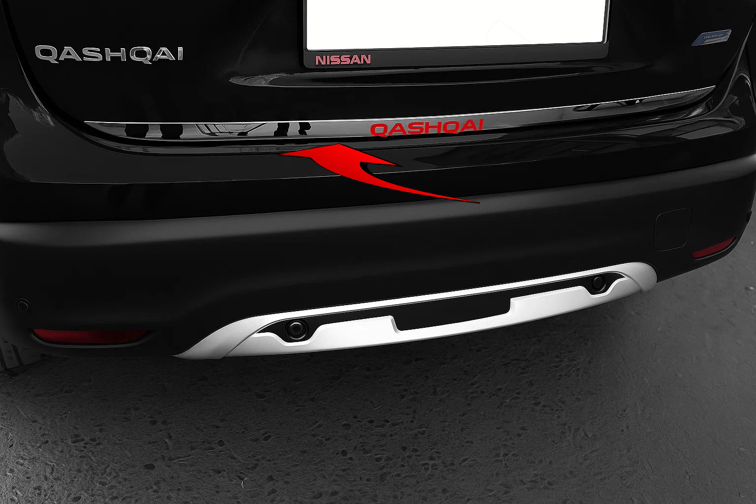 Trunk trim with lettering (Libao, stainless steel) for Nissan Qashqai 2014-2021 - image 1