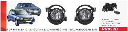Fog lights (2 pcs., halogen) for Renault Megane II 2004-2009 - Reelken Auto
