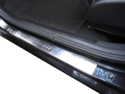Door Sill Protectors OmsaLine (4 pcs, Stainless Steel) for Dacia Logan I 2008-2012 - image 1