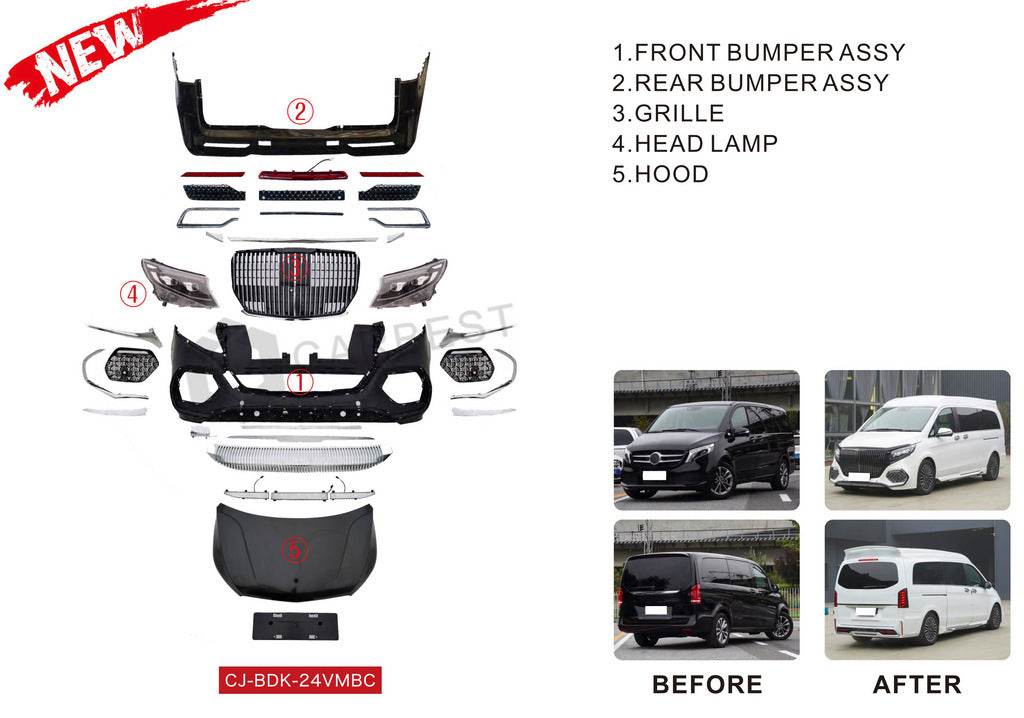 Body kit (Maybach Type-2024, with hood) for Mercedes Vito / V-class W447 2014↗ year - Reelken Auto