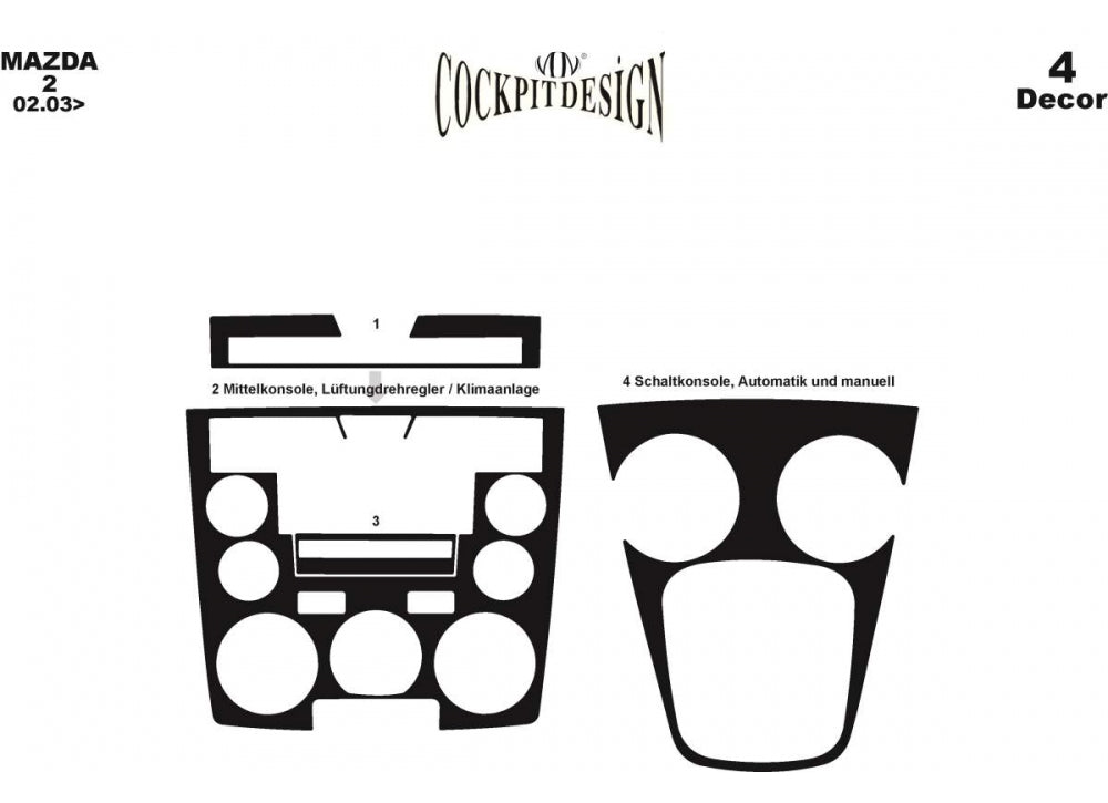 Dashboard Trim Covers for Mazda 2 2003-2007 - image 1