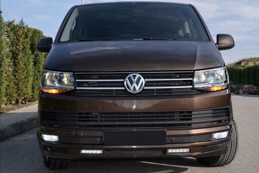 Front Bumper Lip Sport 2-LED 2015-2018 (primed for painting) for Volkswagen T6 2015-2024 - image 2