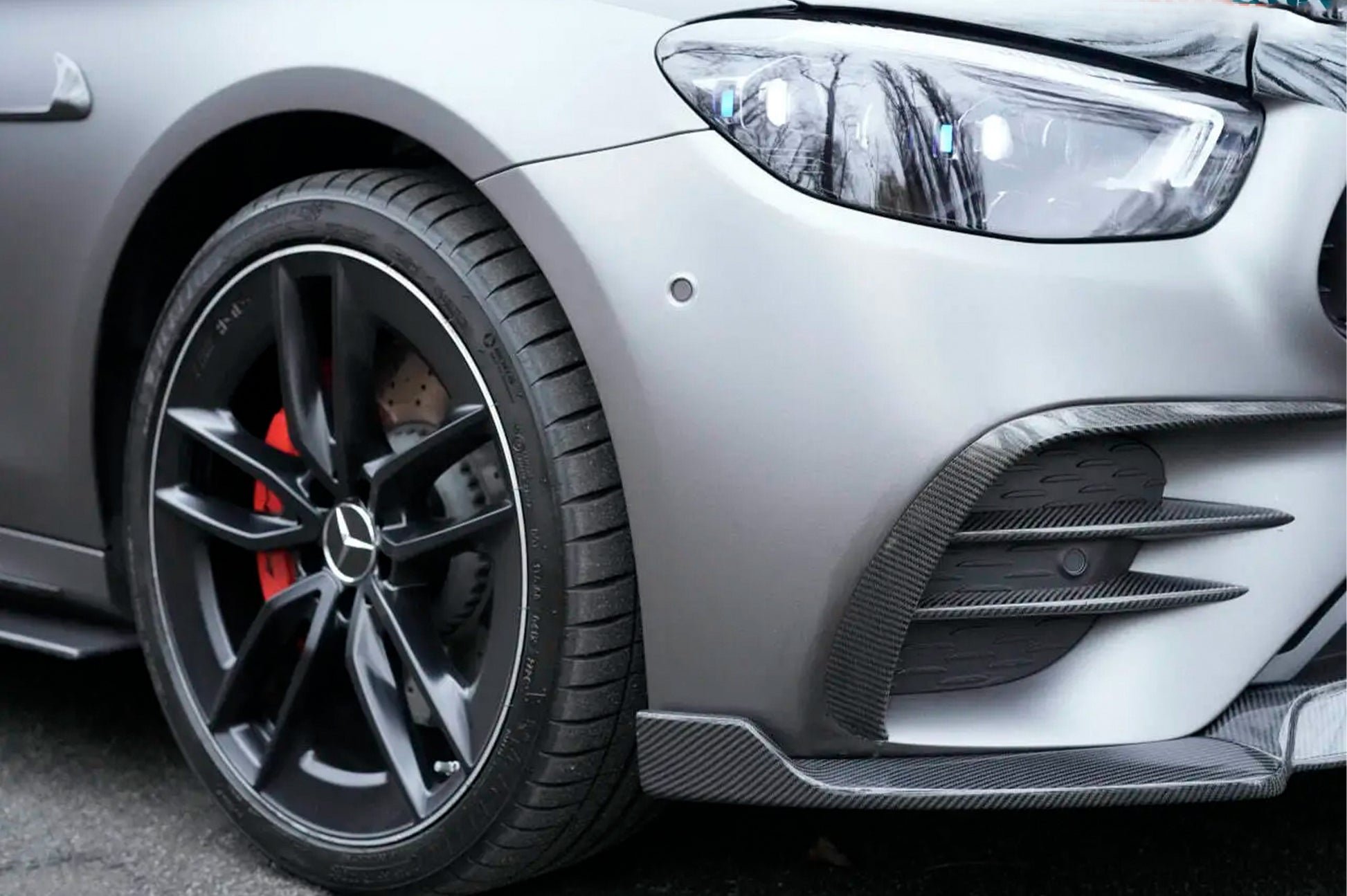 Front bumper extensions (for AMG-Line 2020+, Dry Carbon) for Mercedes E-сlass W213 2016-2023 - image 6
