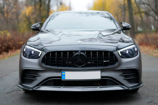 Front Bumper Lip Spoiler (for AMG-Line 2020-2023, Carbon) for Mercedes E-сlass W213 2016-2023 - image 1