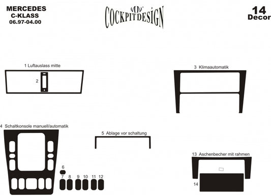 Dashboard Trim Covers (1997-2000) for Mercedes C-class W202 1993-2001 - image 2