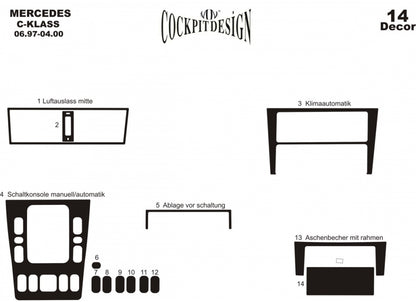 Dashboard Trim Covers (1997-2000) for Mercedes C-class W202 1993-2001 - image 2
