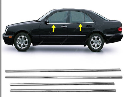 The lower border of glass (4 pieces, stainless steel) for Mercedes E-class W210 1995-2002 - image 1