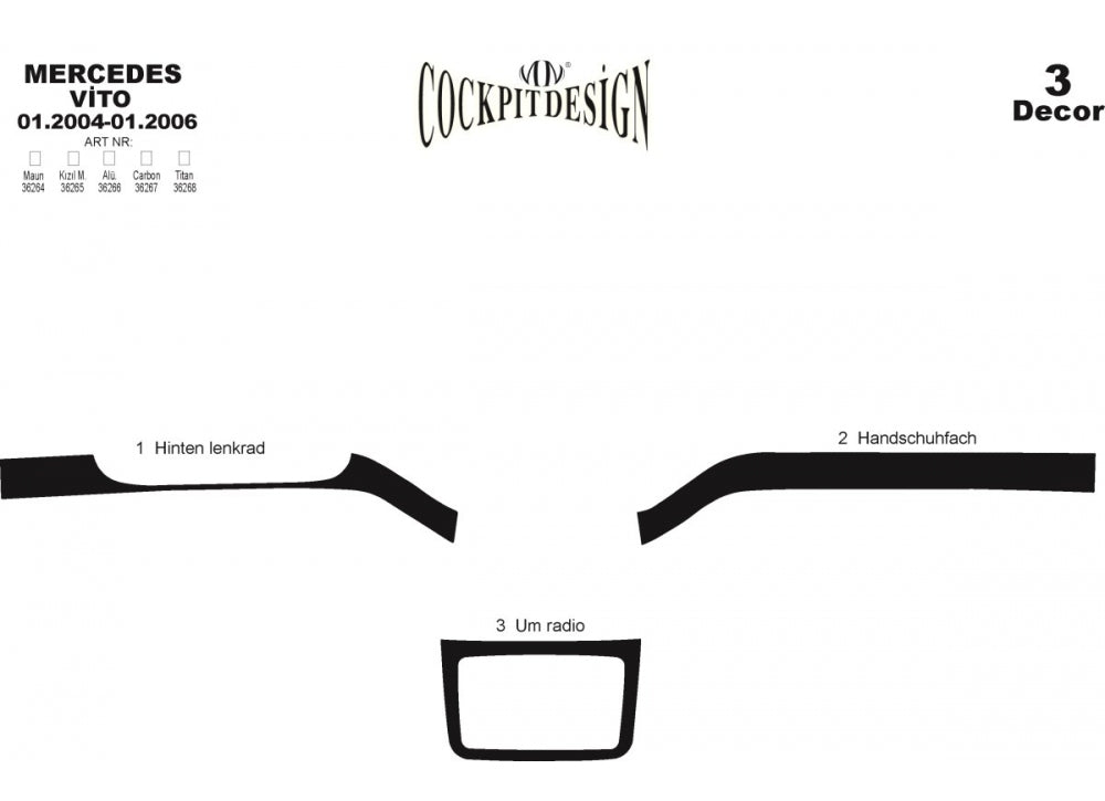 Dashboard Trim Strips (Meric, Strips) for Mercedes Viano 2004-2014 - image 5