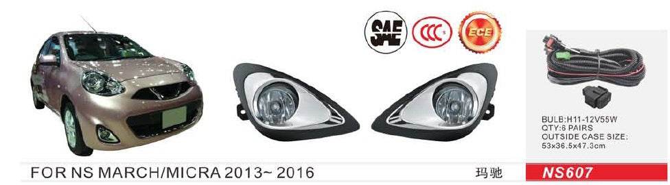 Fog lights 2013-2016 (2 pcs, halogen) for Nissan Micra K13 2011-2016 - Reelken Auto