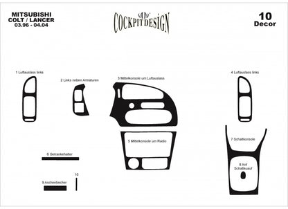Dashboard Trim Covers for Mitsubishi Colt 1996-2004 - image 5
