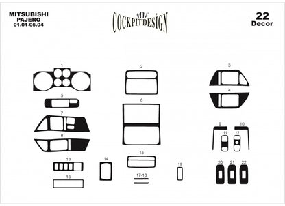 Dashboard Trim Covers (Meric) for Mitsubishi Pajero Wagon III 1999-2006 - image 2