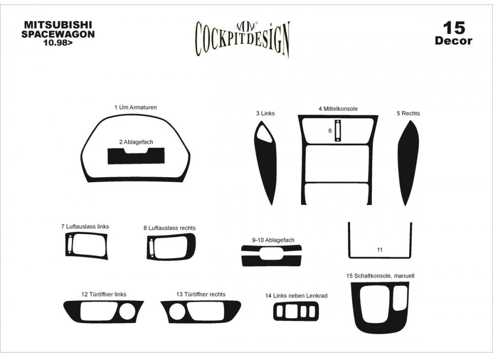 Dashboard Trim Covers for Mitsubishi Space Wagon 1998-2004 - image 2
