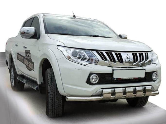 Front protection ST015 (stainless) for Mitsubishi L200 2015-2024 - Reelken Auto