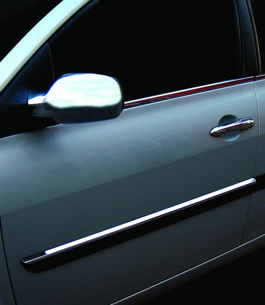 Narrow door molding 2006-2010 (4 pcs., stainless steel) for Renault Megane II 2004-2009 - Reelken Auto