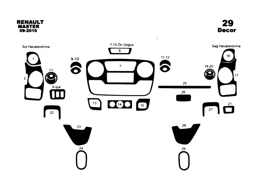 Dashboard Trim Covers (full set) for Opel Movano 2010-2021 - image 2