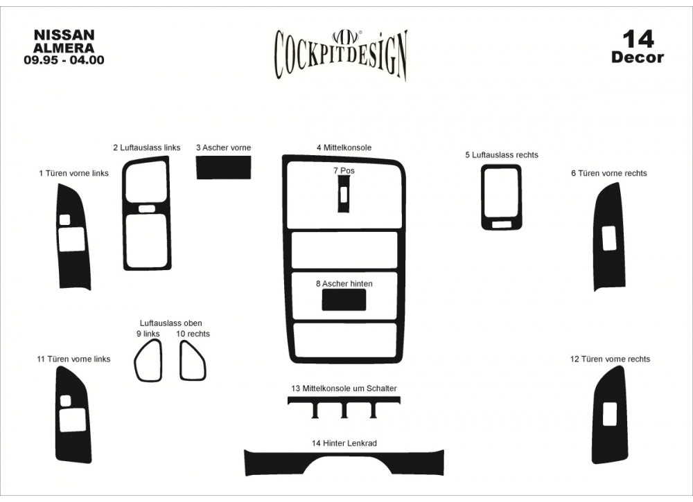 Dashboard Trim Covers for Nissan Almera N15 1995-2000 - image 1