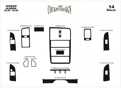Dashboard Trim Covers for Nissan Almera N15 1995-2000 - image 1