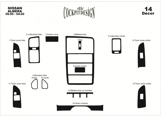 Dashboard Trim Covers for Nissan Almera N15 1995-2000 - image 1