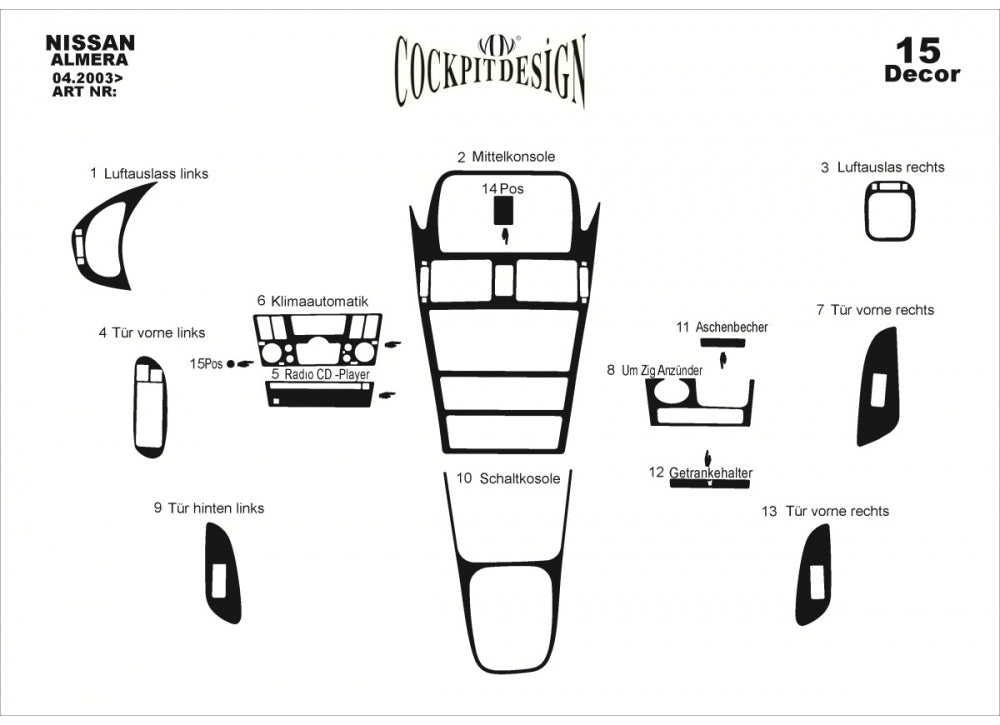 Dashboard Trim Covers (03-06) for Nissan Almera N16 2000-2006 - image 4
