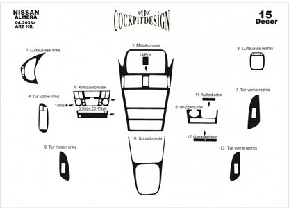Dashboard Trim Covers (03-06) for Nissan Almera N16 2000-2006 - image 4
