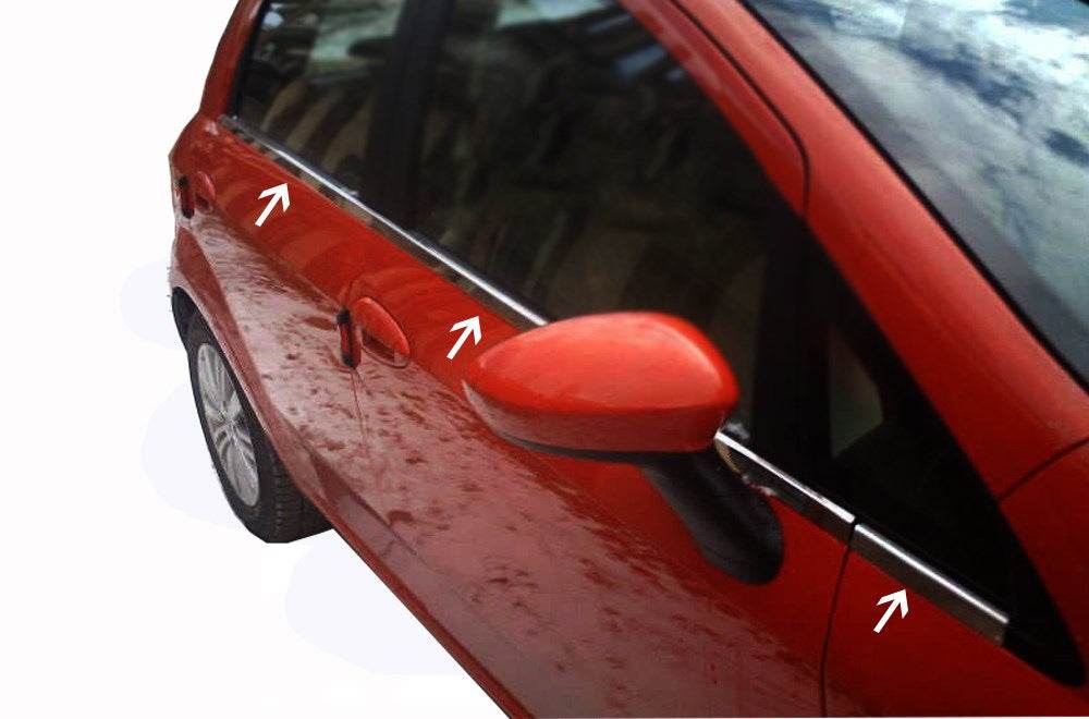 Glass edging (6 pieces, stainless steel) for Nissan Micra K12 2003-2010 - Reelken Auto