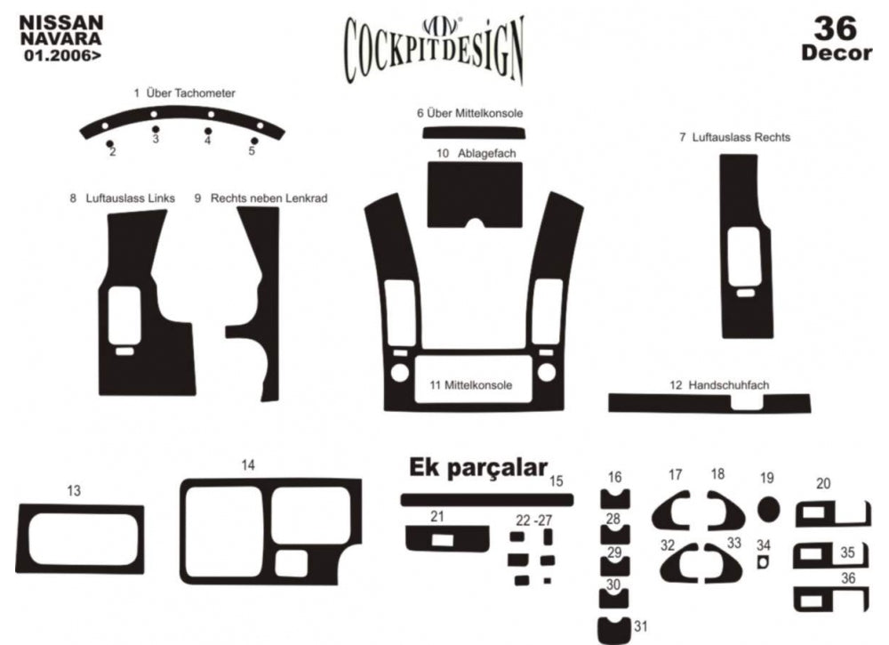 Interior tuning (36 parts) for Nissan Navara 2006-2015 - image 4