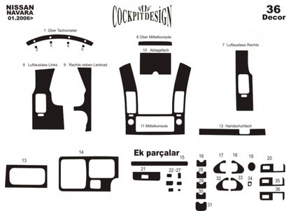 Interior tuning (36 parts) for Nissan Navara 2006-2015 - image 4