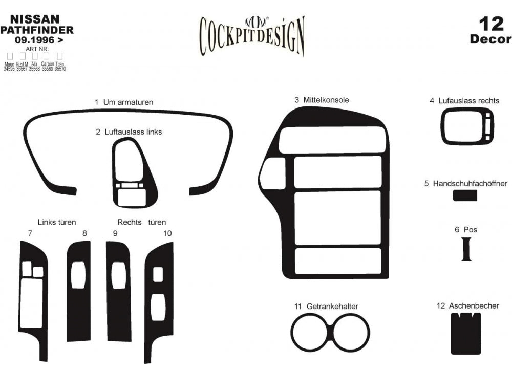 Dashboard Trim Covers for Nissan Pathfinder 1996-2005 - image 2