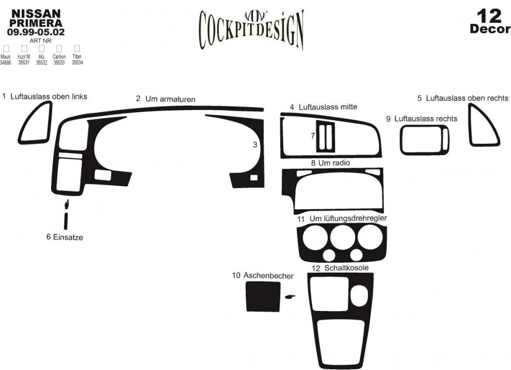 Dashboard Trim Covers (1999-2001) for Nissan Primera P11 1996-2002 - image 1