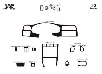 Dashboard Trim Covers for Nissan Sunny 1990-1995 - image 1