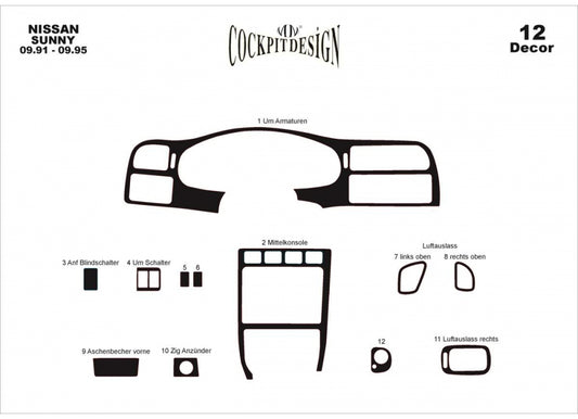 Dashboard Trim Covers for Nissan Sunny 1990-1995 - image 1