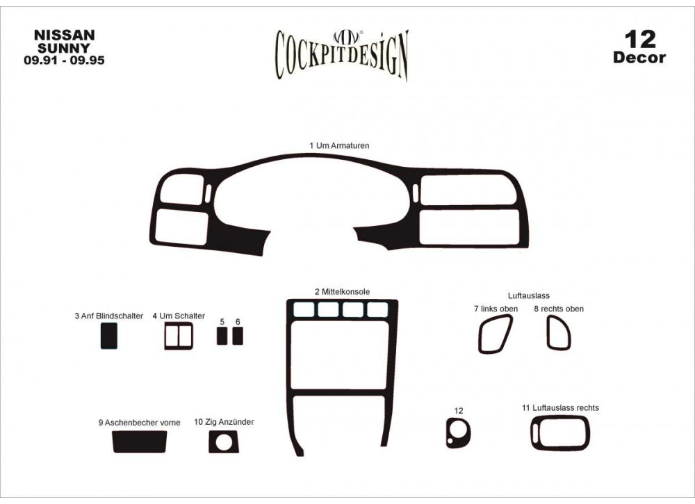 Dashboard Trim Covers for Nissan Sunny 1990-1995 - image 1