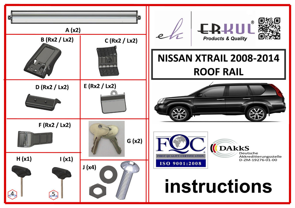 Lockable roof cross bars for integrated rails WingBar V1 (2 pcs) for Nissan X-trail T31 2007-2014 - image 2