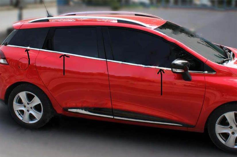 Edging of glass (Sport Tourer, 8 pieces, stainless steel) for Renault Clio IV 2012-2019 - Reelken Auto