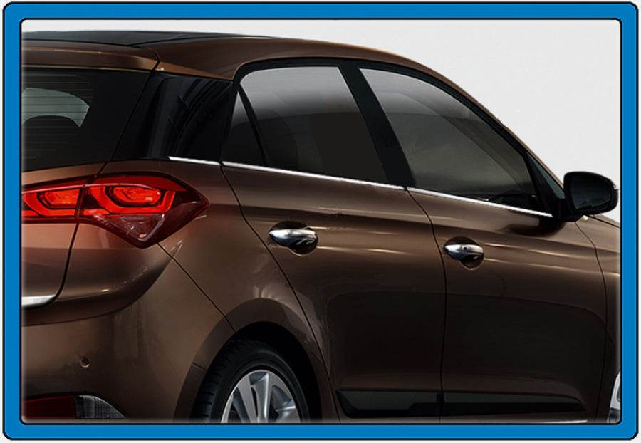 Lower moldings glasses (6 pcs., Stainless steel) for Hyundai I-20 2014-2020 - Reelken Auto