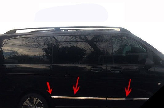 Door molding set (6 pieces, stainless steel) for Mercedes Vito / V-class W447 2014↗ year - image 1