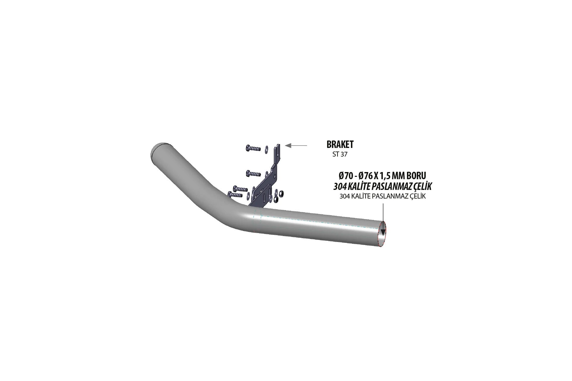 Front Bar Vegas (stainless steel, 76mm) for Volkswagen Amarok 2022- - image 2