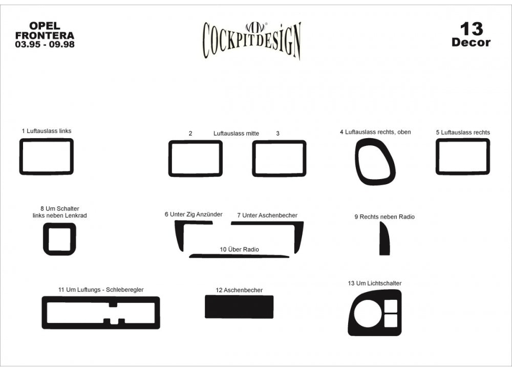 Dashboard Trim Covers for Opel Frontera 1991-1998 - image 4