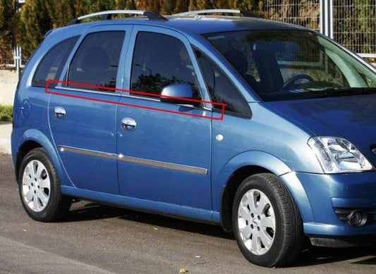 The outer edging of the glass (4 pieces, stainless steel) for Opel Meriva 2002-2010 - Reelken Auto