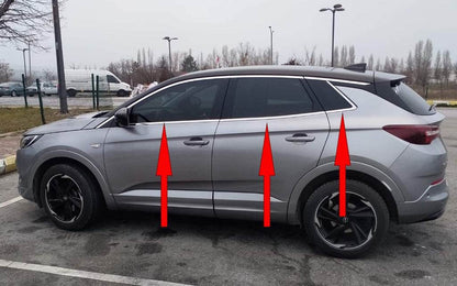 Lower glass moldings (6 pcs., stainless steel) for Opel Grandland X - Reelken Auto