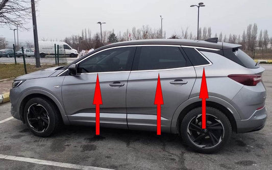 Lower glass moldings (6 pcs., stainless steel) for Opel Grandland X - Reelken Auto