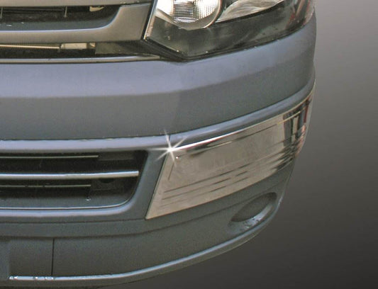 Corners on the front bumper (2 pieces, stainless steel) for Volkswagen T5 2010-2015 - Reelken Auto