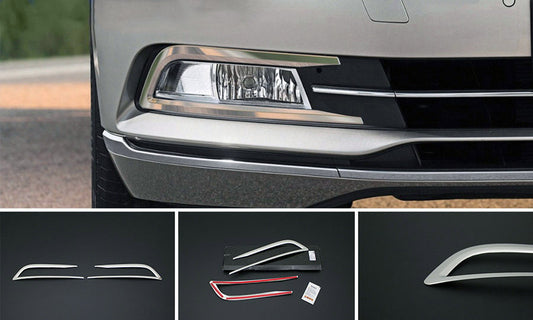 Fog light covers 2015-2018 (2 pcs, stainless steel) for Volkswagen Passat B8 2015-2023 - image 1